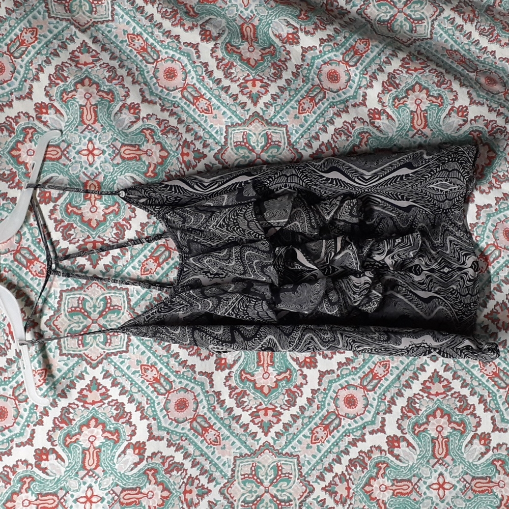 Guess Asymmetrical Spaghetti Strap Ruffle Top, Size S